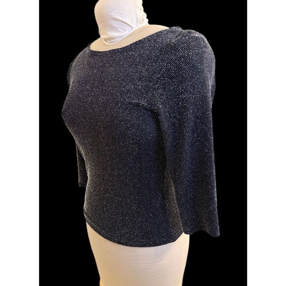 Xscape Sparkle Top Black Medium  3/4 Sleeves Pullover Occasion Party NYE - Picture 6 of 11